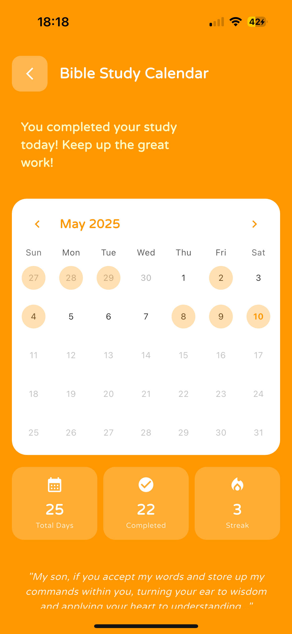 Bible Study Calendar